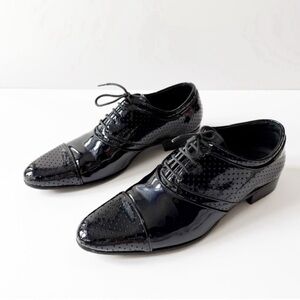 Sergio Rossi Men Black Patent Leather Classic Formal Dress Oxford Shoes US6.5